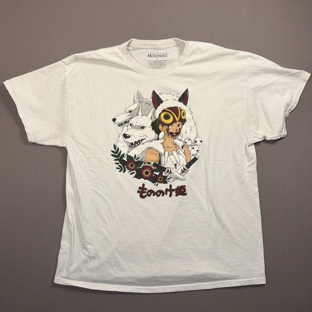 Princess Mononoke Shirt Disney XL 1997 White Studio Ghibli Anime Vintage XL
